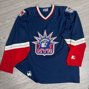Vintage 90s NHL New York Rangers Hockey Jersey Men’s Sz XXL Starter Lady Liberty